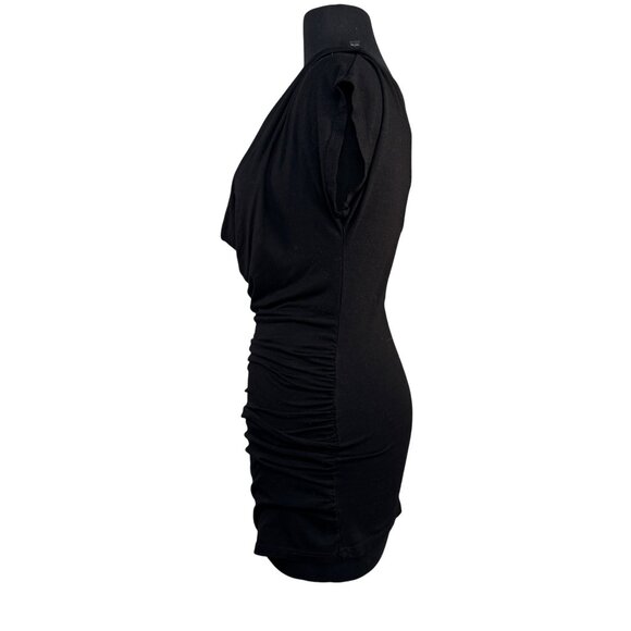 Casa Lee Womens Black Cowl Neck Ruched Bodycon Dress With Open Back Design - Picture 3 of 6